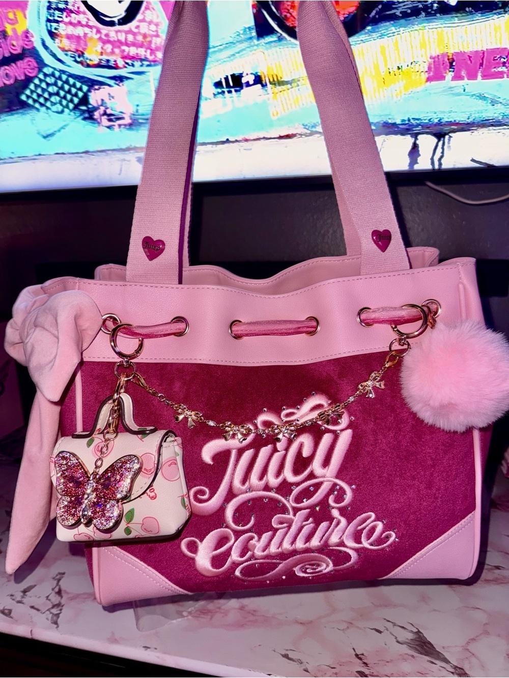 Juicy Couture “Sugar Rush”  Daydreamer Tote with Pom Charm